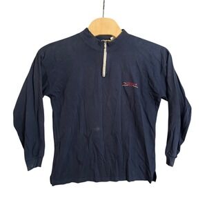 Vintage Duck Head Quarter Zip Pullover Mens Medium Navy Blue Cotton Long Sleeve